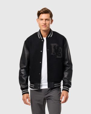Mens brayden wool leather varsity bomber