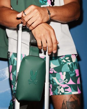 Mens rubberized crossbody