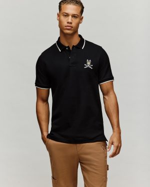 Mens indigo bunny pique polo