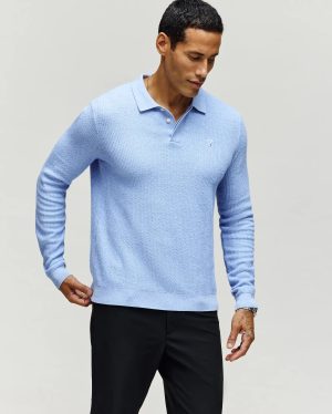 Mens roman long sleeve knit polo