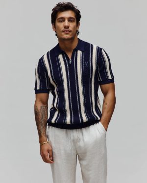 Mens cliff knit zip polo