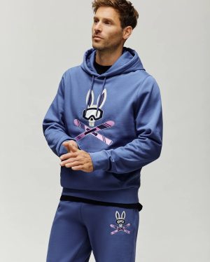 Mens indigo ski bunny hoodie